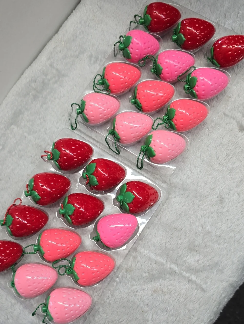 Strawberry Keychain Set - Pink & Red